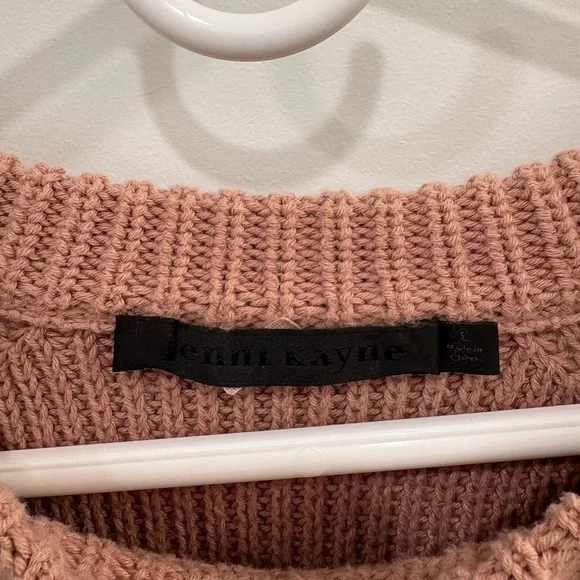 Jenni Kayne Dusty Rose Fisherman Knit Cotton Crew Neck Sweater Tag Size Large - Picture 2 of 14